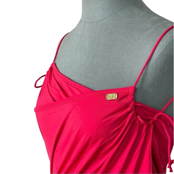 Limited Edition Cover Up SONJJA BARAM Sarong Hot Red Wrap Cover Up Beach Dress - Picture 4 of 7